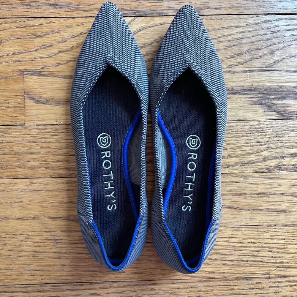 Rothy's The Point Pointed Toe Ballet Flats Grey Size 8
